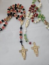 2PC x Crystal Lady of Guadalupe Red Green  Rosary Baptism Favor / Religious picture