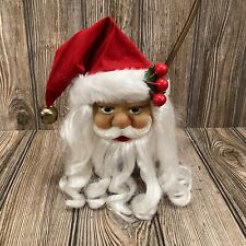 Beautiful Vintage Santa Claus 6” Face Head Wall Hanging Plastic Fabric Hat picture