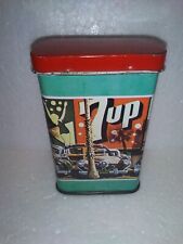 Vintage Classic Cars 7up Advertising Metal Tin Container picture