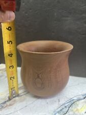 vintage bohemian hand made artist wood vase planter  picture