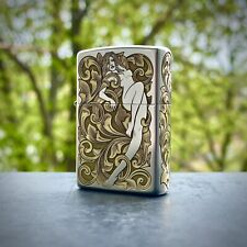 Zippo Pretty Girl Chrome petrol lighter with deep laser engraving picture