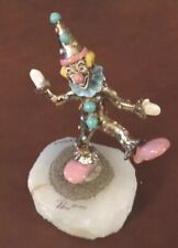 Ron Lee Dancing Clown Figurine On stone Base Gold Tone Signed picture