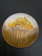 Mid Century Modern Enamel on Copper Goldenrod Plate picture