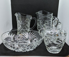 Set of 5 Vintage Anchor Hocking Prescott Star EAPG Cut Glass Lead Crystal Pieces picture
