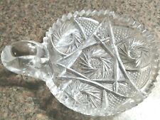 Antique Vintage Cut Pressed Glass crystal clear Handled candy nut dish bowl picture