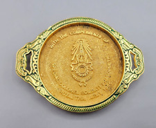 Vintage Brass Royal Thai Army 1986 Trophy Trinket Dish Collectible Bowl Tray picture