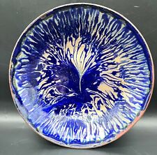 Vintage Enamel On Copper Small Blue Bowl 4.75