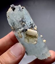 287 CTS Aquamarine Crystal Combine With Black Tourmaline Spry From Pakistan picture