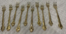 Vintage Oxford Hall  Stainless Steel Gold Electroplate 10 PCs Appetizer Forks picture