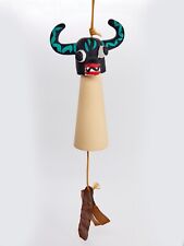 Vintage 1960’s Hopi Wind Chime Bell Ceramic Copper BLACK OGRE KACHINA Arizona picture