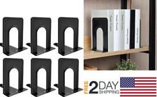 Metal Library Bookends Book Support Organizer Bookends Shelves Office 6 Pieces picture