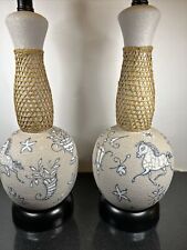 Marbro Italian Porcelain Table Lamps  Set With Shades Authentic Vintage 1950’s picture