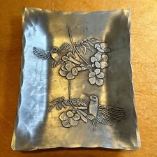 Hummingbird And Flowers Trinket Tray American Forging Hammered Aluminum picture