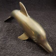 Vintage Brass Dolphin Figurine  Hollow Bottlenose Made In Korea Great Patina 8