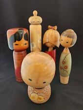 Japanese Vintage Wooden KOKESHI Dolls a lot  17-32cm Set of 5 Kawaii Dolls picture