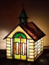 Vintage Tiffany Style Church Stained Glass Accent Lamp  picture