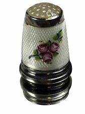 Sterling GERMAN THIMBLE Silver Enamel ROSES & 930 Pure Silver (SIZE 8) picture