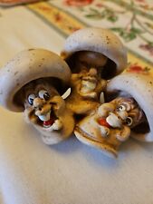Vintage Anthromorphic GIGGLIN GROCERIES Laughing Mushrooms Figurine  picture