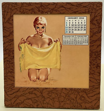 Vintage 1956 Esquire Chiriaka Pinup Desk Calendar Framed 12 MONTHS Sexy Girls picture