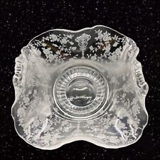 Elegant Cambridge ROSE POINT Etched Glass Footed Two Handle BASKET CANDY DISH picture