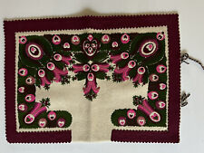Vtg Hungarian Transylvania Hand Embroidered Felt Fabric Pillow Case Cushion Pink picture