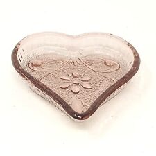 Vintage Indiana  Tiara Sandwich Glass Amethyst Heart Shaped Trinket Candy Dish picture