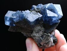 102g New Find Transparent Blue Cube Fluorite CRYSTAL CLUSTER Mineral Specimen picture