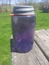 ANTIQUE  MASON'S  PATENT 1858  Purple Glass Fruit Canning Jar 1 QT. picture