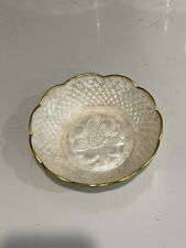 Vintage Capiz Shell Flower Shaped Bowl with Gold Rim picture