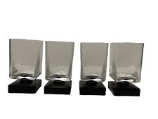 DiSaronno Amaretto Glasses Black Square Pedestal Base Set of 4 Vintage Barware picture