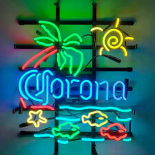 New Coro na Extra Macaw Fish Palm Tree Neon Light Sign 20x16 Beer Lamp Open Bar picture