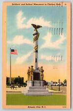 1946 SOLDIERS & SAILORS MONUMENT CHELSEA PARK ATLANTIC CITY NJ LINEN POSTCARD picture