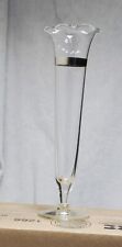 Bud Vase Clear Glass with Silver Band Fluted Rim 9 inches picture