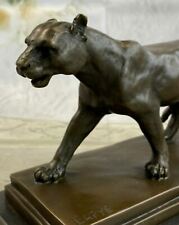 Bronze Marble Stone Sculpture Statue Panther Jaguar Lion Cat Lost Wax Method picture