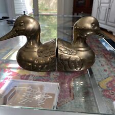 Vintage MCM Brass Duck Head Bookends picture