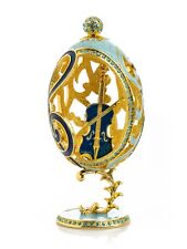 Keren Kopal Treble Clef Egg with Violin Trinket Box Decorated Austrian Crystals picture