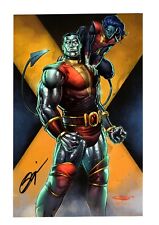 X-MEN: COLOSSUS & NIGHTCRAWLER BY SAJAD SHAH COMIC BOOK SIZE PRINT SIGNED COA picture