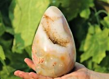 16cm Natural Druzy Yellow Flower Agate Crystal Healing Energy Reiki Stone Egg picture