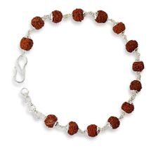 Sterling Silver Wire Stylish Rudraksha Bracelet (Brown, 6 Mm Beads) For Mens&Boy picture