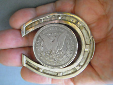 Native American Navajo Morgan Silver Dollar Coin Sterl. Silver Horseshoe Buckle picture
