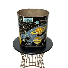 Vintage 60s Decoware outer space trash can with planets picture