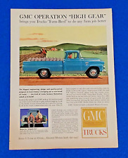1959 GMC V8 FARM TRUCK ORIGINAL COLOR PRINT AD SHIPS FREE CLASSIC GM (LOT BLUE) picture