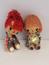 2 Vintage Flocked Foam Raggedy Ann Doll Christmas Ornaments Japan  picture