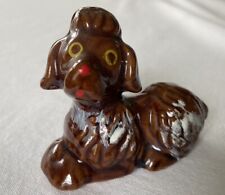 Vintage Brown Poodle Dog Figurine Hand Painted Japan Redware picture