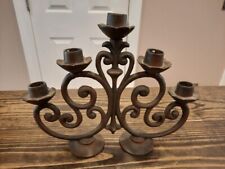 Antique Ornate Iron Candelabra Heavy 5+ pounds 5 Candles Iron Table Candelabra picture
