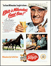 1951 Blatz Beer Guy Crippen Champion Harness Racer retro photo print ad L28 picture