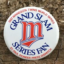 1987 MN Twins Grand Slam Series Fan Vintage Button Pin Back Badge Pinback picture