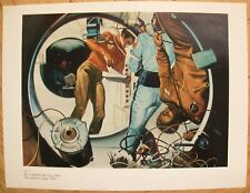 1982 SOVIET Russian POSTER We are peaceful people USSR space painting cosmonaut picture