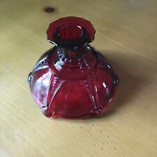 Vintage ANCHOR HOCKING Ruby RED glass OYSTER and PEARL Candlestick Candle Holder picture