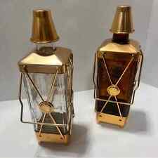 Mid-century modern vintage liquor decanter bottles bar cart accessory brass picture